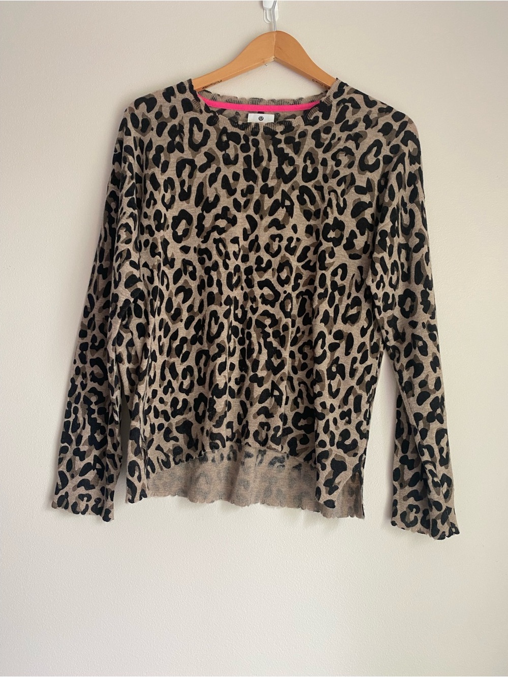 Sundry Cashmere Wool Blend Leopard cheetah print Pullover Sweater size 2